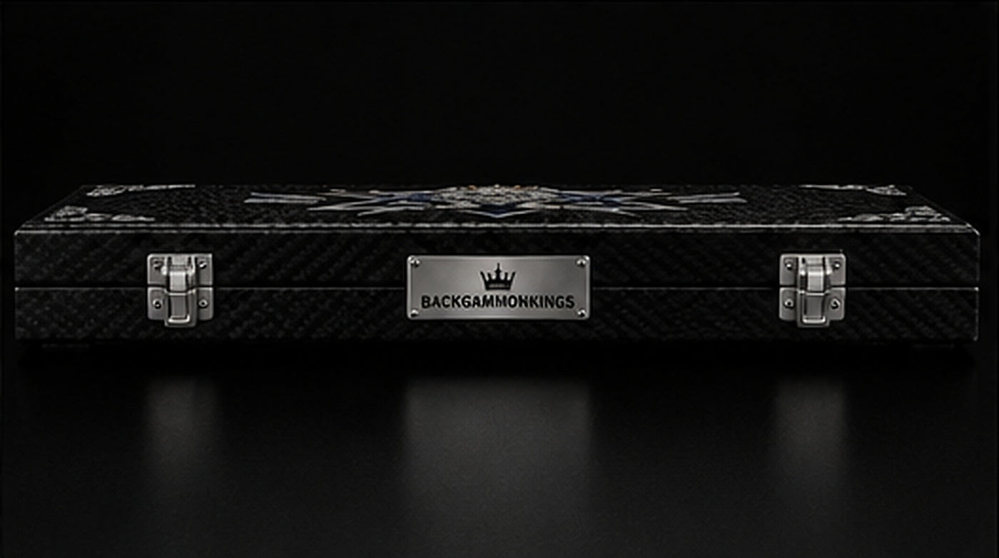 Front profile of the closed Lion of Zion backgammon carrying case