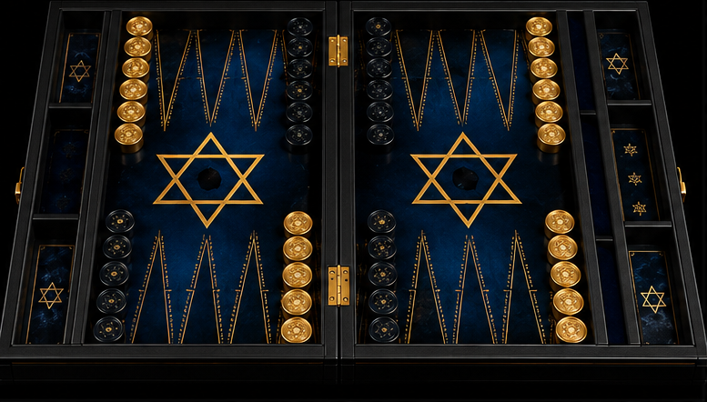 Israel Heritage Luxury Backgammon Set – open playing surface