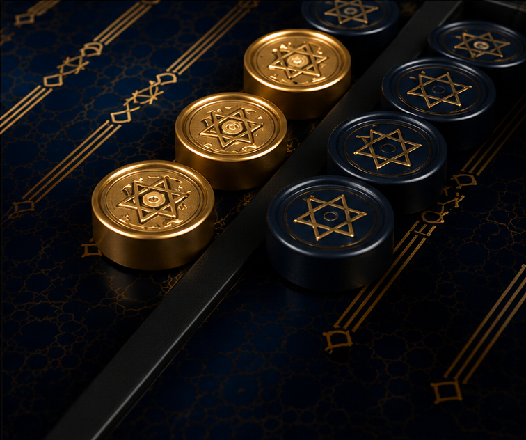 Israel Heritage Luxury Backgammon Set – checker detail